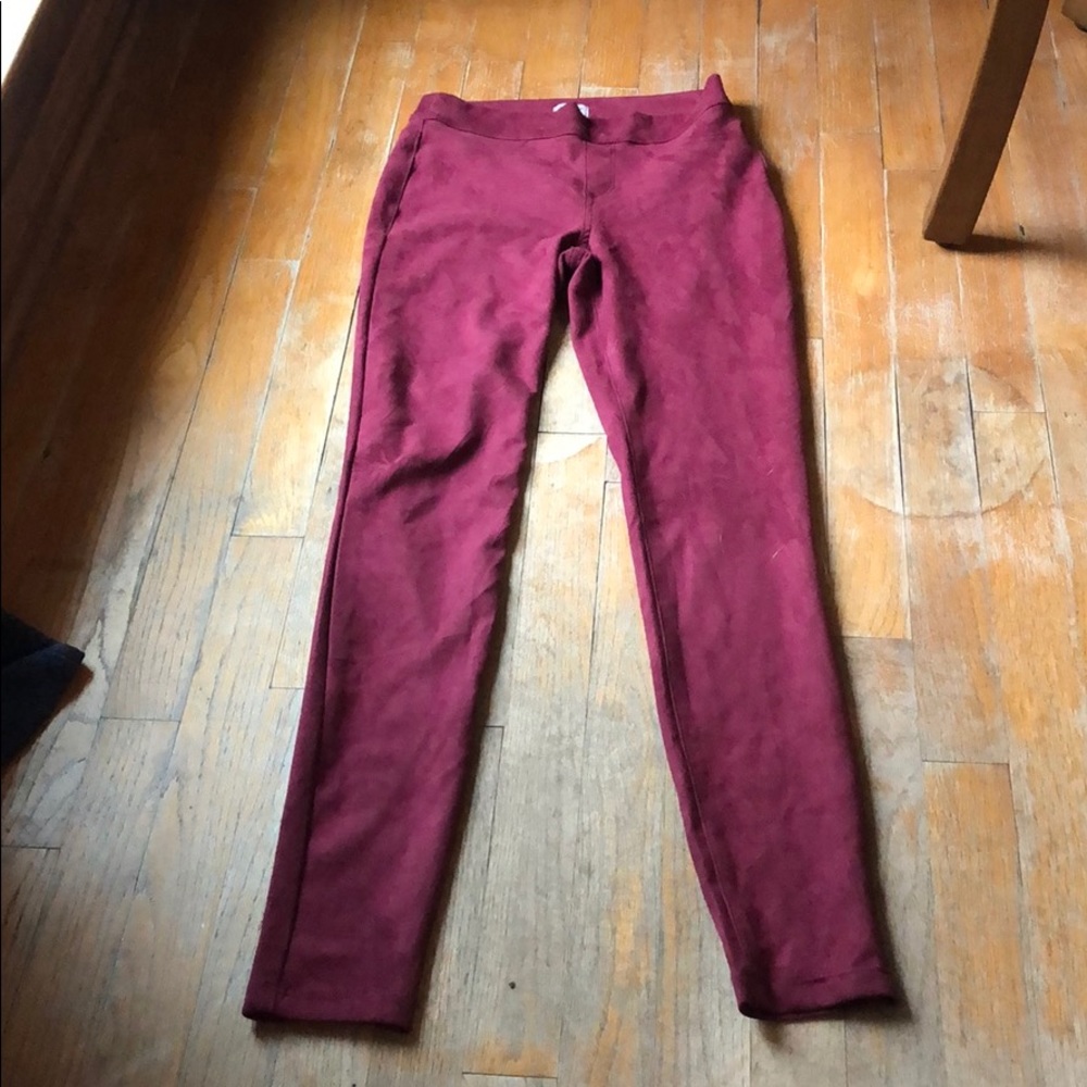 Sneak Peek suede maroon jeggings